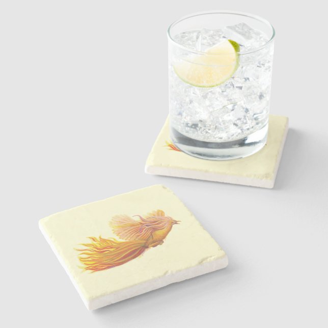 Posavasos De Piedra Majestic Phoenix Bird (Lateral)