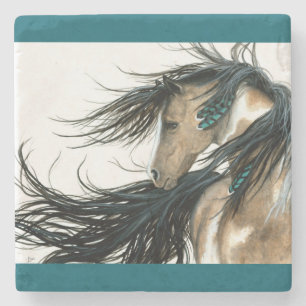 Posavasos De Piedra Majestuosa serenidad de caballo por AmyLyn Bihrle