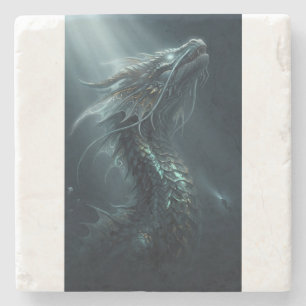 Posavasos De Piedra Majestuoso Dragón Marino de Escala Dorada - Guar d