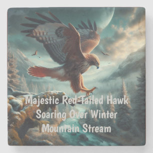 Posavasos De Piedra Majestuoso Hawk de cola roja