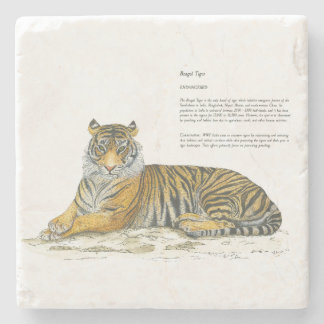 Posavasos De Piedra Majestuoso tigre de Bengala pintado a mano