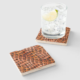 Posavasos De Piedra Malla de yute de coral torcida y ondulada, naranja