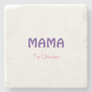Posavasos De Piedra Mama feliz madres retro púrpura agregar texto nomb