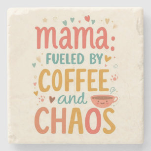 Posavasos De Piedra Mamá impulsada por café y caos Mamá linda café