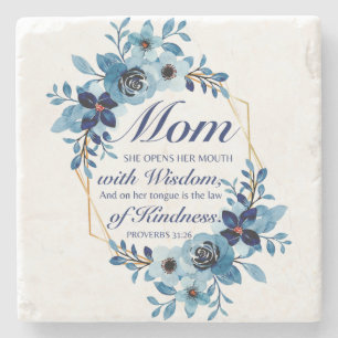 Posavasos De Piedra Mamá - Proverbios 31:26 Floral de escritura del Dí