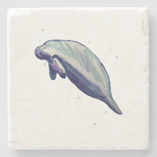 Posavasos De Piedra Manatee Florida Springs Mármol Stone Coaster