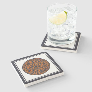 Posavasos De Piedra Mandala blanca espiritual geométrica oriental