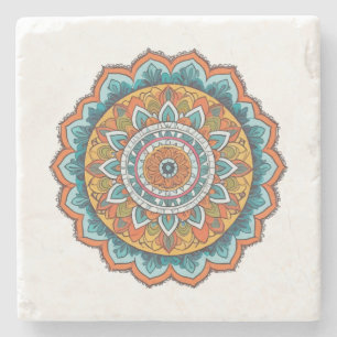 Posavasos De Piedra mandala de varios colores
