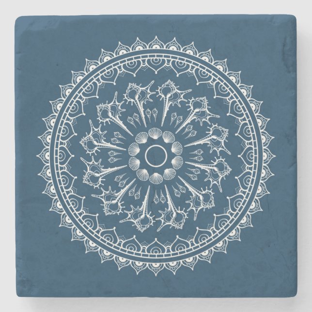 Posavasos De Piedra Mandala hecha de Seashells (Anverso)