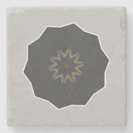 Posavasos De Piedra Mandala Kaleidoscope Negro en gris