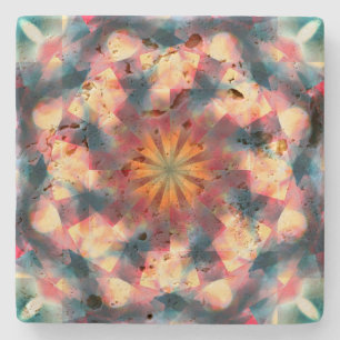 Posavasos De Piedra Mandala psicodélica de Kaleidoscópico de Prisma