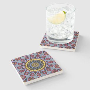 Posavasos De Piedra Mandala Trippy Retro Hippie Boho Moda Bohemias