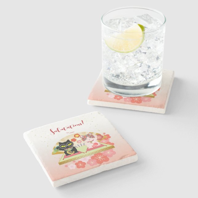 Posavasos De Piedra Maneki Neko Lucky Poiluna (Lateral)