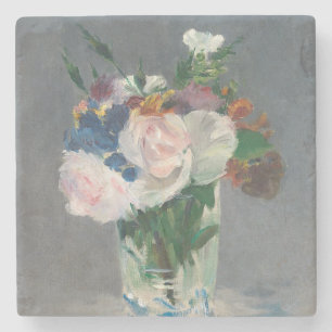 Posavasos De Piedra Manet el   florece en un florero cristalino,