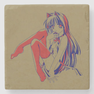 Posavasos De Piedra Manga americana Neko Catgirl Kawaii Anime