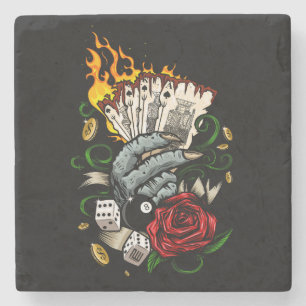 Posavasos De Piedra Mano De Tarjetas