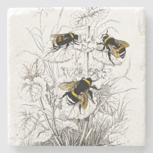 Posavasos De Piedra Manosee las abejas en las flores