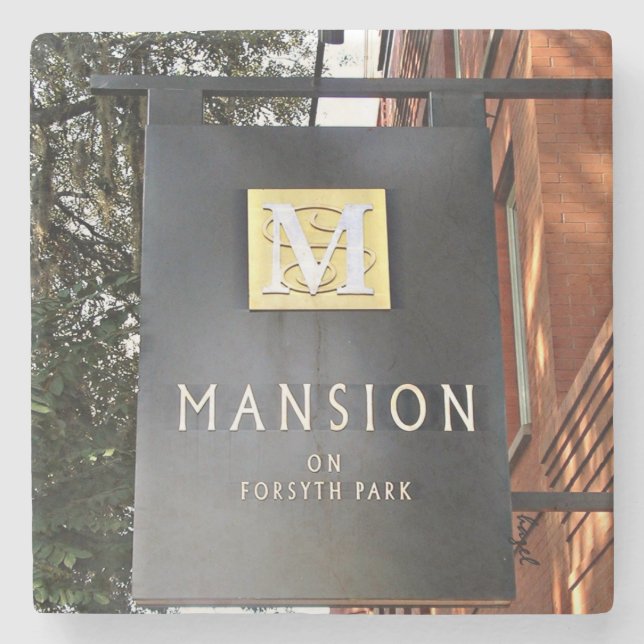 Posavasos De Piedra Mansión en el parque de Forsyth, sabana, práctico (Anverso)