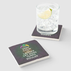 POSAVASOS DE PIEDRA MANTENER CALMA Y LAISSEZ LES BONS TEMPS ROULER