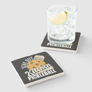 Posavasos De Piedra Manténgase Fuera de la Cocina Juega Pickleball