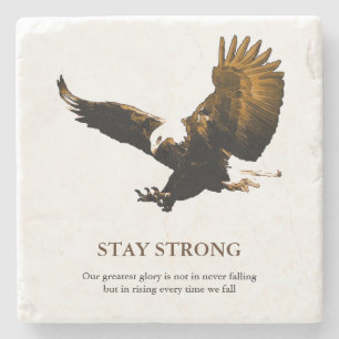 Posavasos De Piedra Mantente fuerte, arte motivacional del águila calv