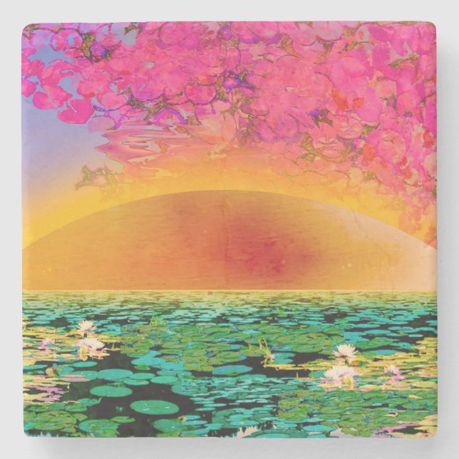 POSAVASOS DE PIEDRA MANTIS RELIGIOSA AL ATARDECER (Anverso)