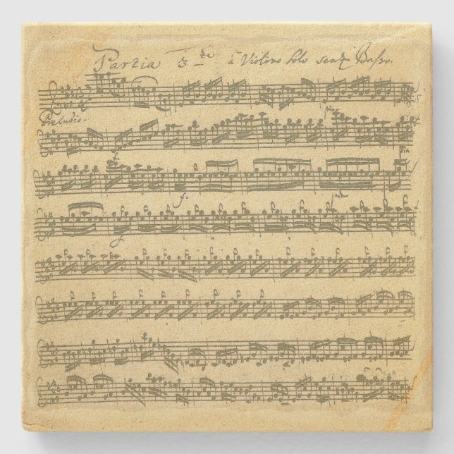 Posavasos De Piedra Manuscrito de la música de Bach Partita para el (Anverso)