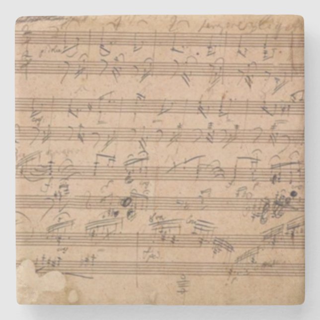 Posavasos De Piedra Manuscrito de la música de la sonata de Beethoven (Anverso)