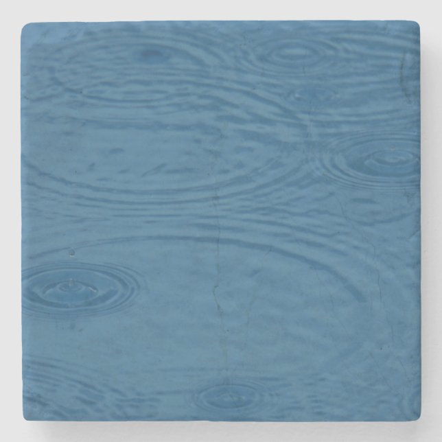 Posavasos De Piedra Manzanas de lluvia (Olas de agua azul) (Anverso)