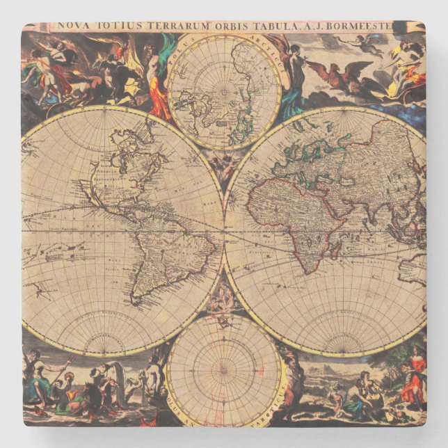 Posavasos De Piedra Mapa antiguo (Anverso)