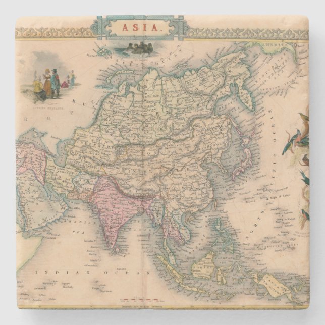 Posavasos De Piedra Mapa antiguo antiguo inspirado (11) (Anverso)