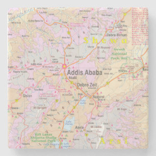 Posavasos De Piedra Mapa Antiguo de Addis Abeba y Etiopía Central