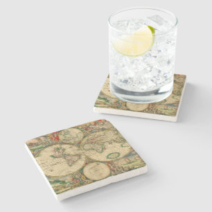 Posavasos De Piedra Mapa antiguo del mundo