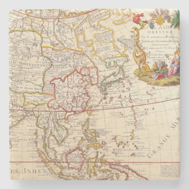 Posavasos De Piedra Mapa antiguo inspirado (6) (Anverso)