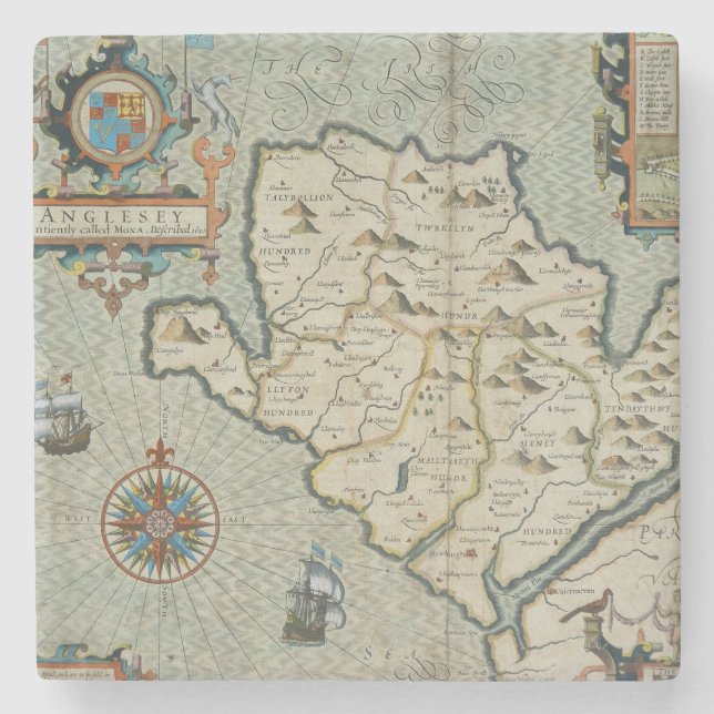 Posavasos De Piedra Mapa antiguo inspirado (7) (Anverso)