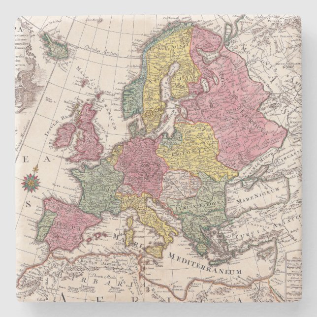 Posavasos De Piedra Mapa antiguo inspirado (9) (Anverso)