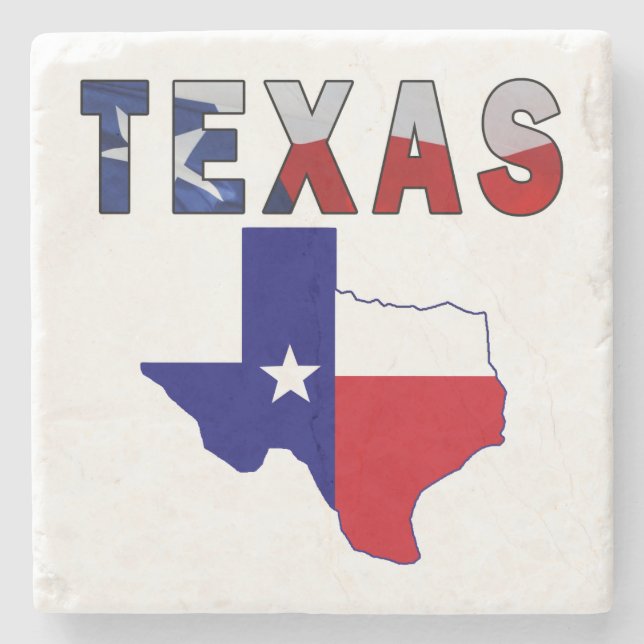 Posavasos De Piedra Mapa de bandera con Texas (Anverso)