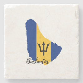 Posavasos De Piedra Mapa de bandera de Barbados