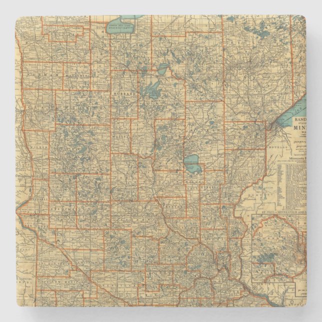 Posavasos De Piedra Mapa de camino de Minnesota (Anverso)