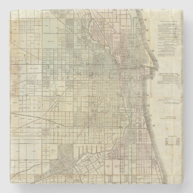 Posavasos De Piedra Mapa de Chicago (Anverso)