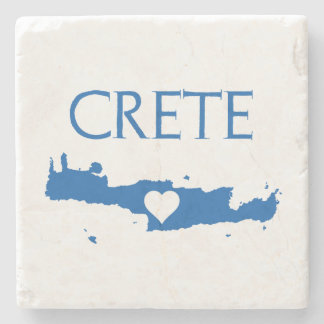 Posavasos De Piedra Mapa de creta con azul cardíaco y blanco