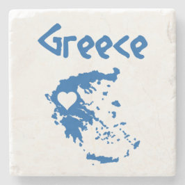 Posavasos De Piedra Mapa de Grecia azul y blanca
