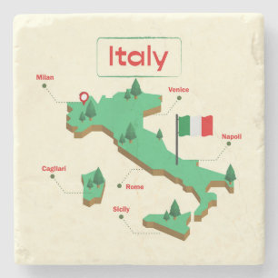 Posavasos De Piedra Mapa de Guay y la colorida Italia