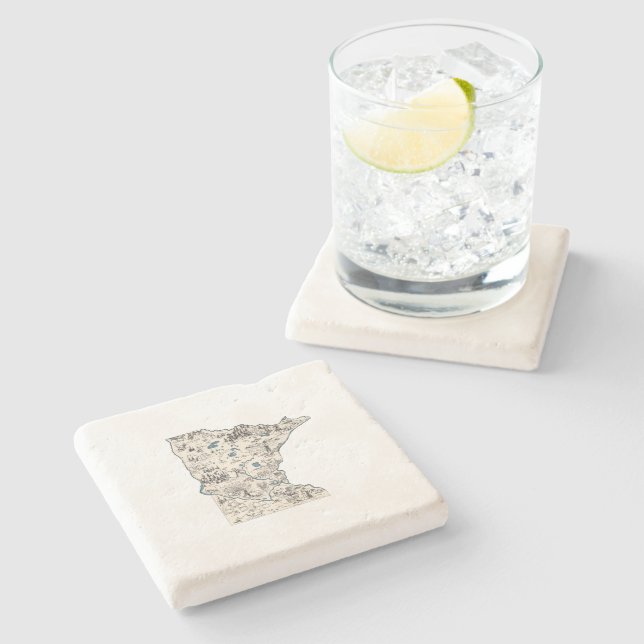 Posavasos De Piedra Mapa de imágenes antiguas de Minnesota (Lateral)