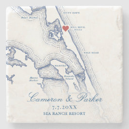 Posavasos De Piedra Mapa de Kill Devil Hills Favor de Boda Azul Marino