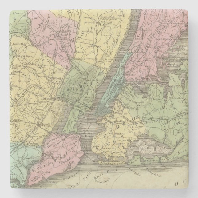 Posavasos De Piedra Mapa de la Nueva York (Anverso)