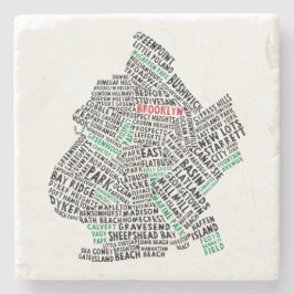 Posavasos De Piedra Mapa de la tipografía de Brooklyn New York City
