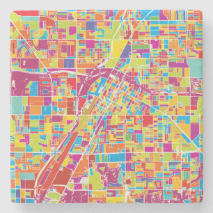 Posavasos De Piedra Mapa de Las Vegas colorido, Nevada