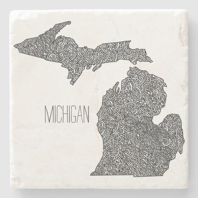 Posavasos De Piedra Mapa de Michigan (Anverso)
