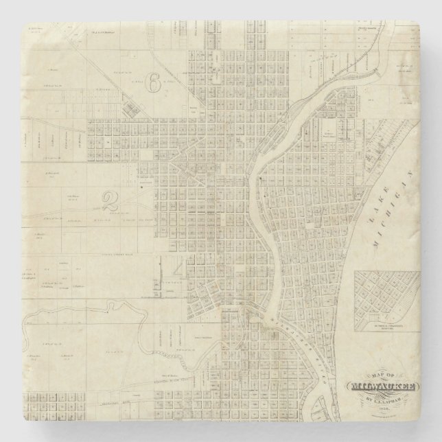 Posavasos De Piedra Mapa de Milwaukee (Anverso)